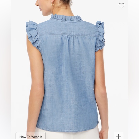 j.crew sleeveless ruffle top chambray summer 2023 XXS blue - Picture 7 of 7
